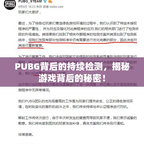 PUBG背后的持续检测，揭秘游戏背后的秘密！