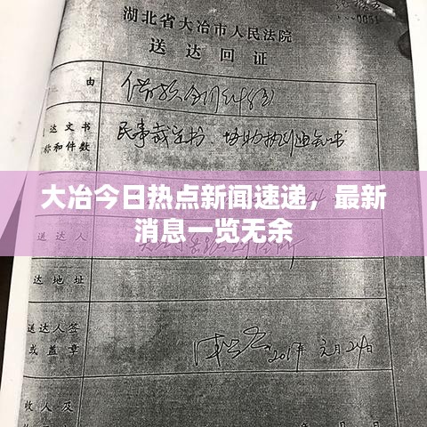 大冶今日热点新闻速递，最新消息一览无余
