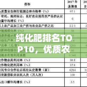 纯化肥排名TOP10，优质农资引领农业革新